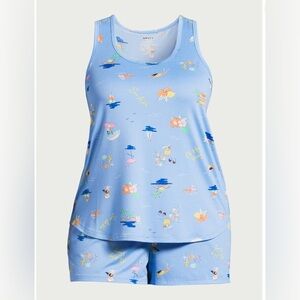 Joyspun Women's Print Tank Top and Shorts Pajama Set, 2-Piece